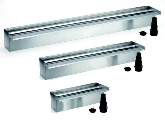 Cascadas empotrables en acero inoxidable Waterfall 30, 60 Y 90 cm para estanques