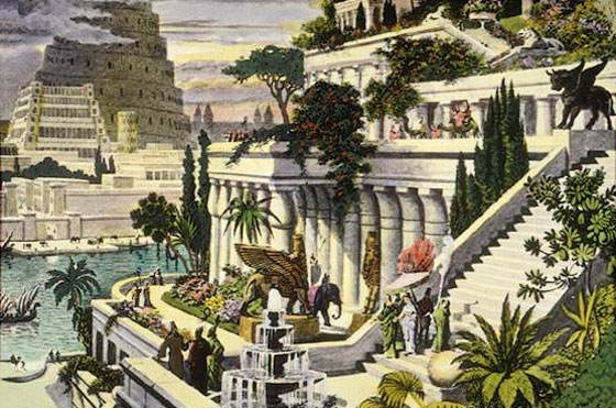 Dibujo de los Jardines colgantes de Babilonia