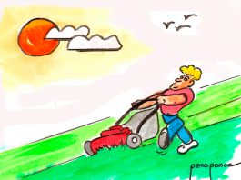Dibujo segando el cesped 1