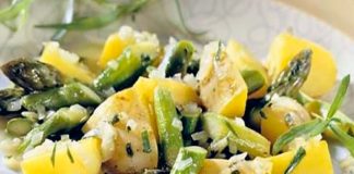 ensalada de patatas con espárragos