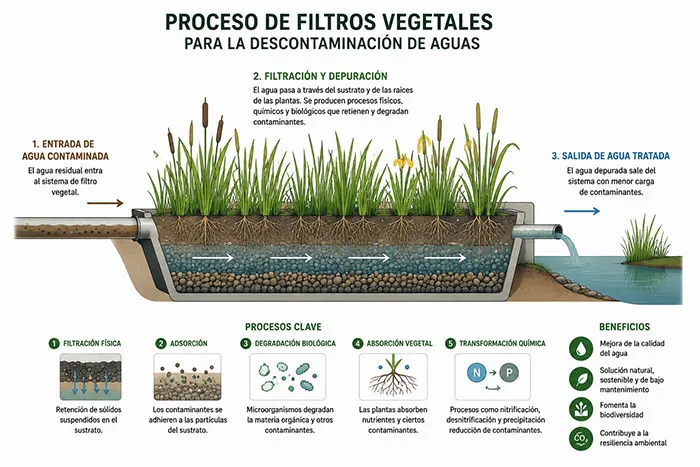 Filtros vegetales para descontaminación en viviendas Esquema básico de filtros vegetales para descontaminación en viviendas