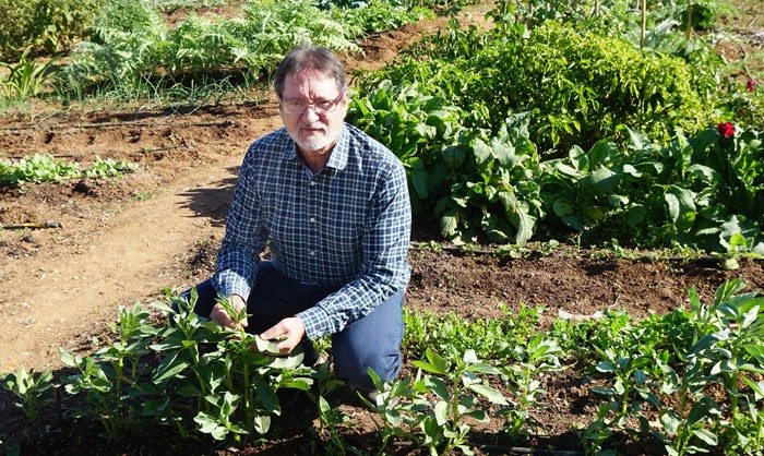 Fernando Cuenca en el huerto urbano