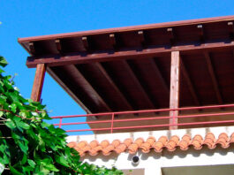Pérgolas de madera en terraza