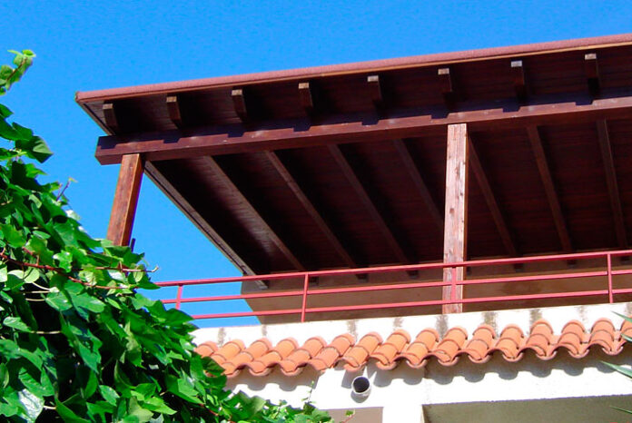 Pérgolas de madera en terraza