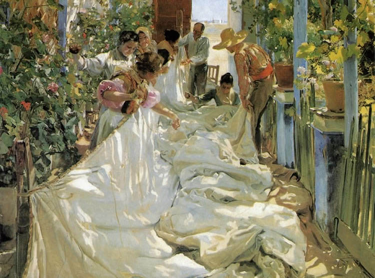 Joaquín Sorolla – Cosiendo la vela